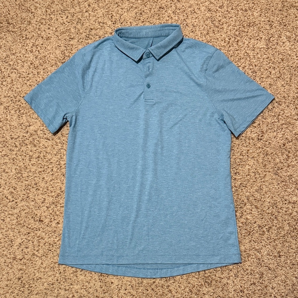 Men's Heather Blue Polo Shirt - Classic Short Sleeve